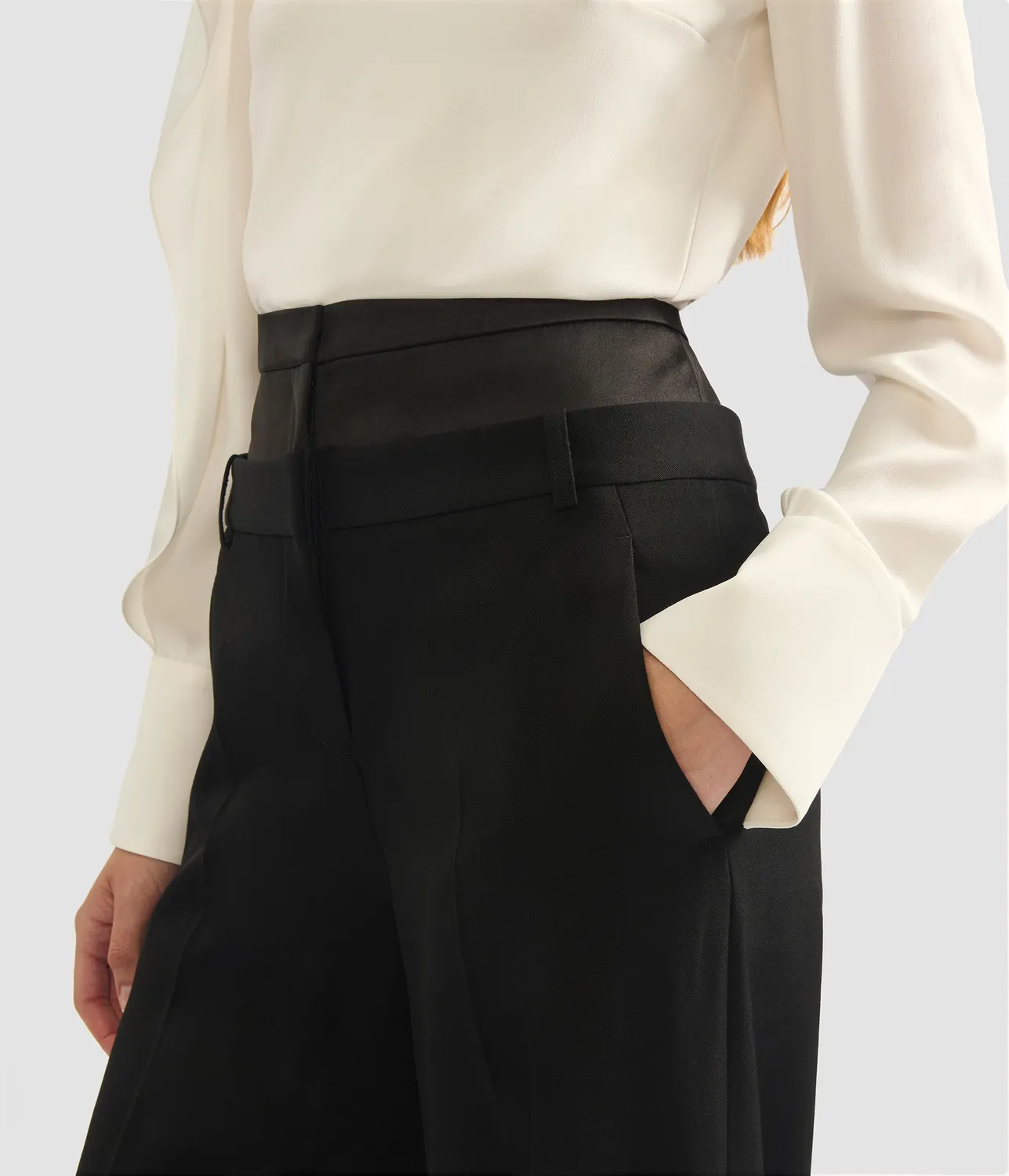 Erdem Draped Satin Cady Long Sleeve Blouse blusa avorio