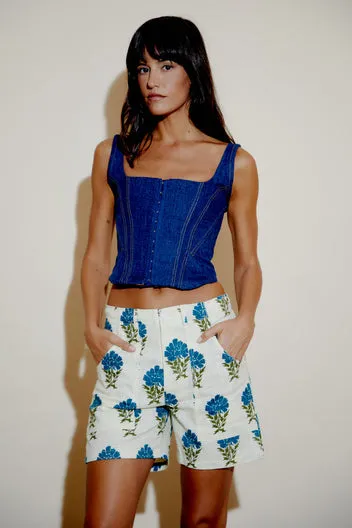 Dahlia Lola corsetto denim scollo quadrato