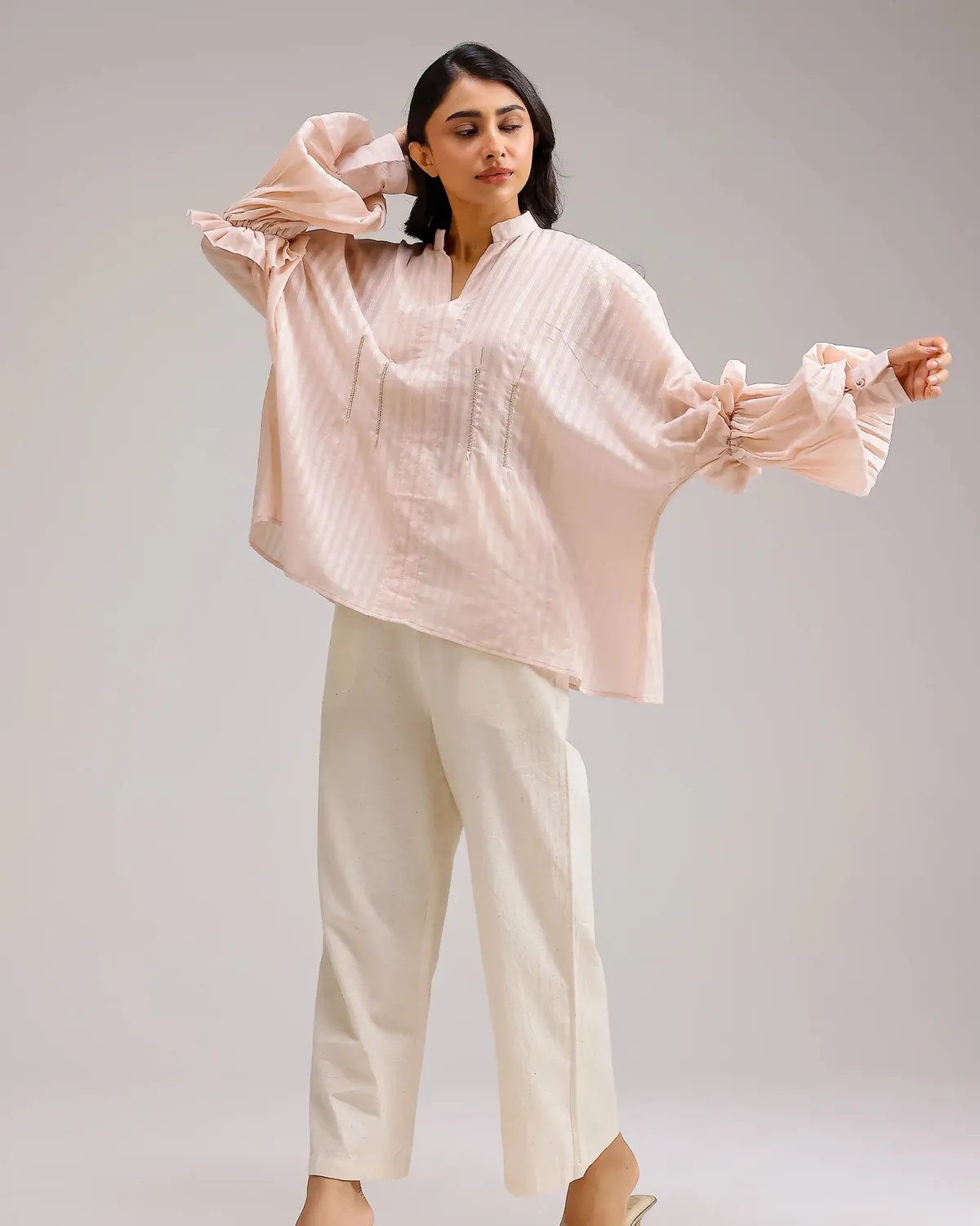 Our Dve Silent Stripe top rosa a righe taglia unica cotone