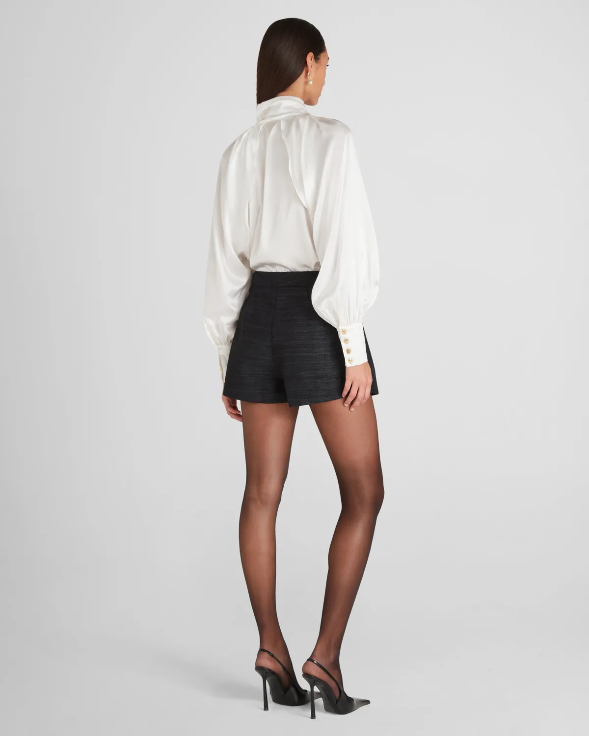 VIOLANTE NESSI Rossini blusa raso seta avorio da sera
