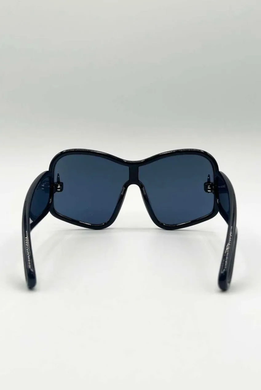 SVNX Mask occhiali da sole oversize neri quadrati UV400