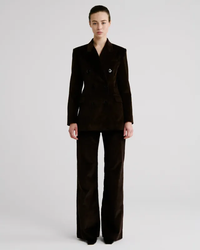 Violante Nessi Sugar blazer velluto marrone doppiopetto