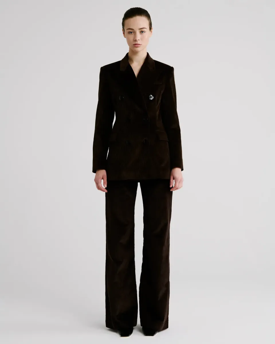 Violante Nessi Sugar blazer velluto marrone doppiopetto