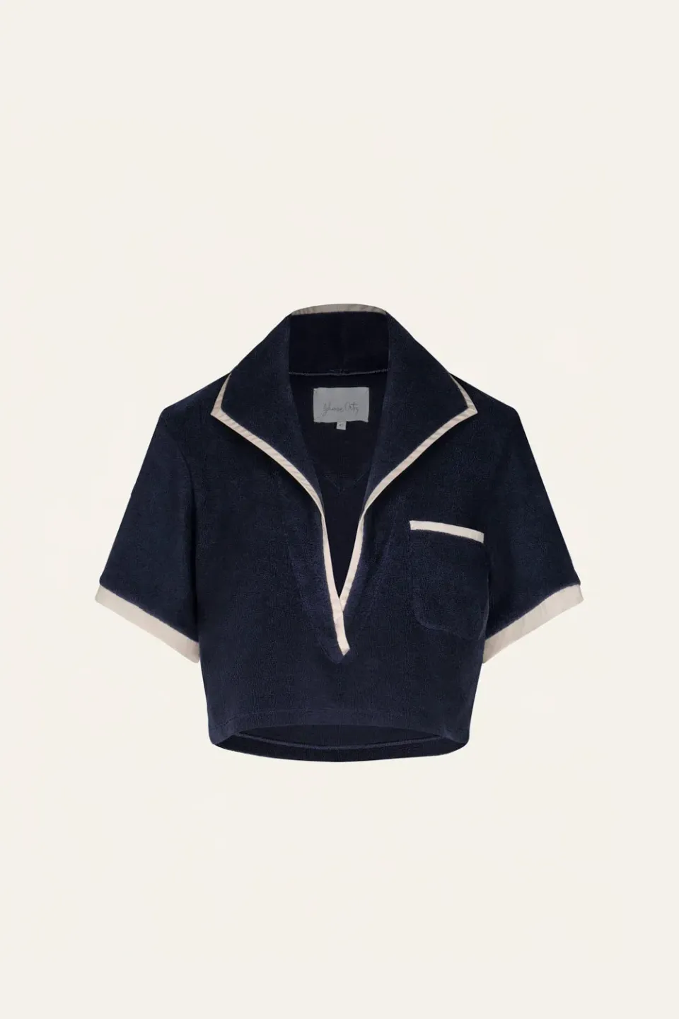Johanna Ortiz Misty Hem t-shirt spugna cropped navy