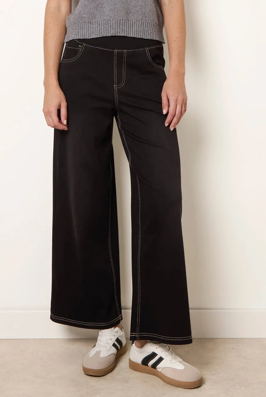 Goddiva Blue Vanilla Stretch Jeans neri vita elastica flare