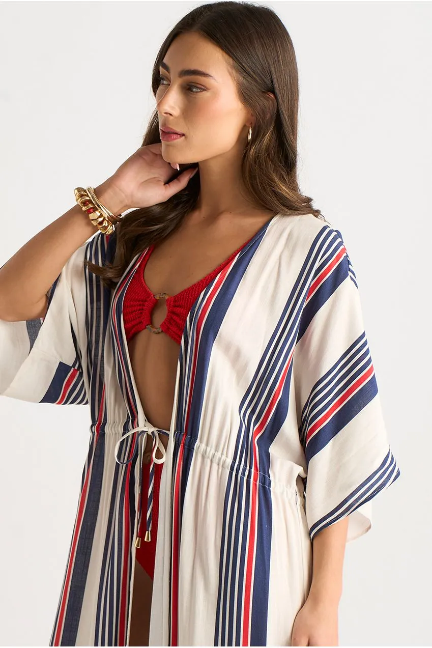 Gini London Stripe kimono mare multicolor con lacci