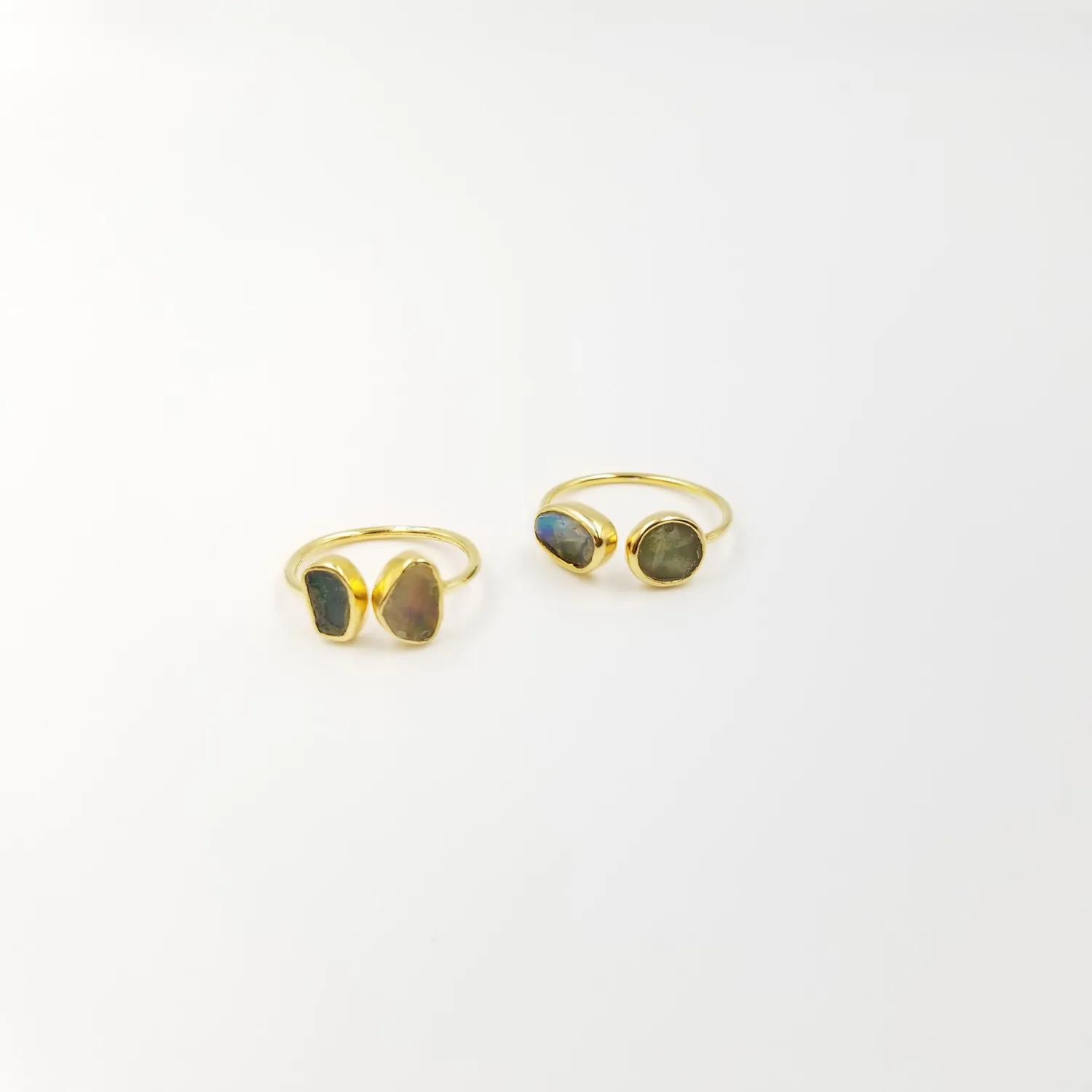 Our Dve 2 Stone Opal anello oro opale argento