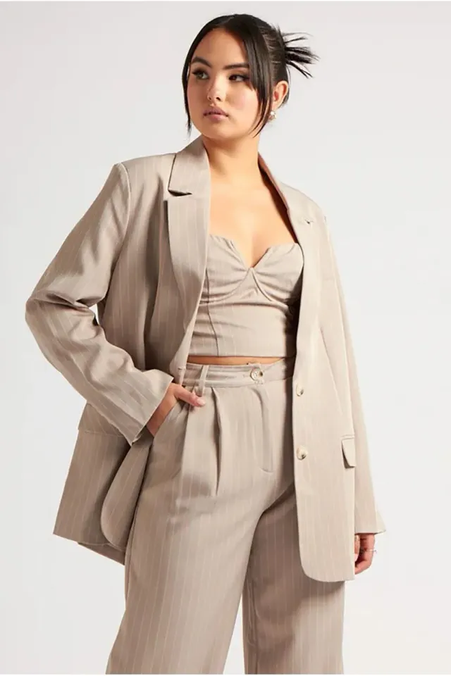 Urban Bliss Striped blazer beige rigato classico
