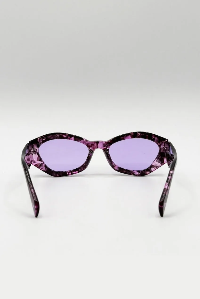 SVNX Retro Polygonal Cat-Eye occhiali viola