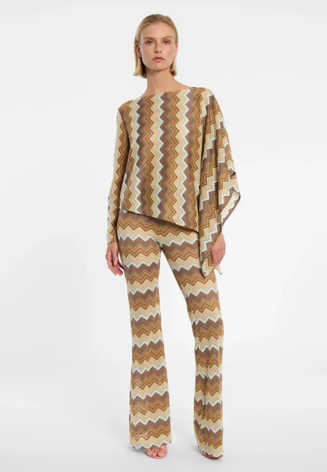 Ana Alcazar Duola top asimmetrico maglia zigzag