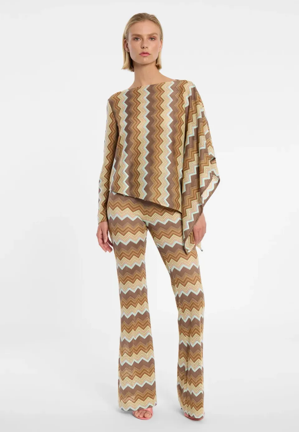 Ana Alcazar Duola top asimmetrico maglia zigzag