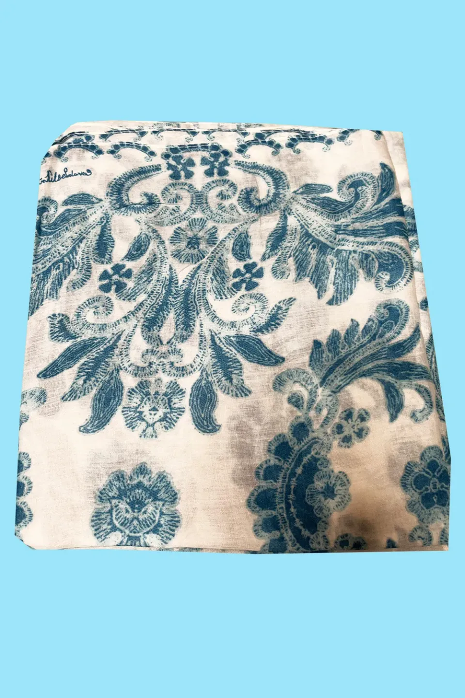 Antica Sartoria DV1754 foulard cotone ricamato turchese