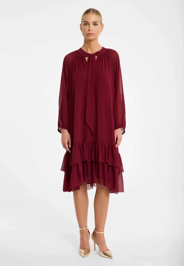 Ana Alcazar Cosea abito midi chiffon bordeaux