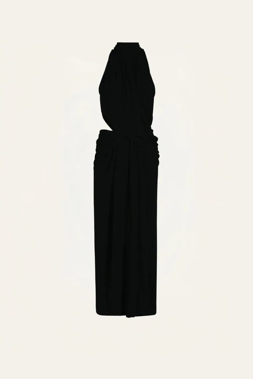 Johanna Ortiz Retro Drape abito maxi nero halter