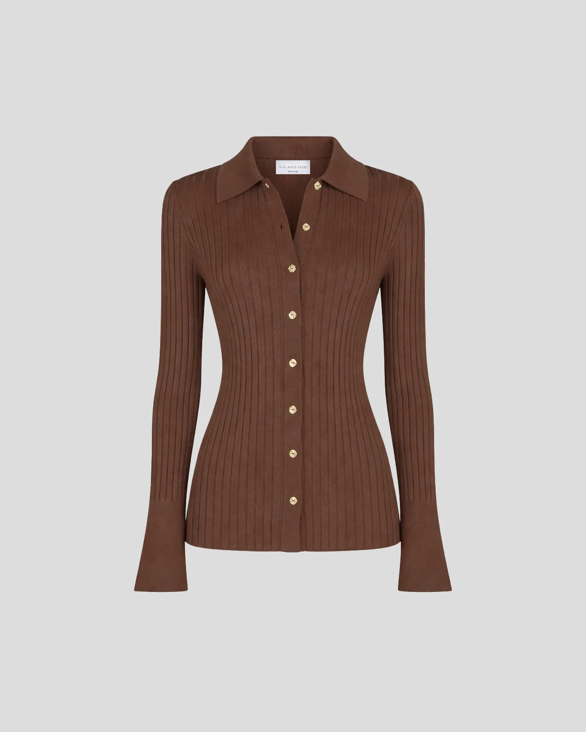 Violante Nessi Vattimo cardigan marrone viscosa bottoni corno