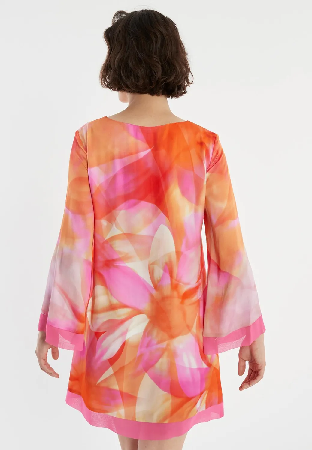 Ana Alcazar Zawoni abito tunica floreale arancio rosa