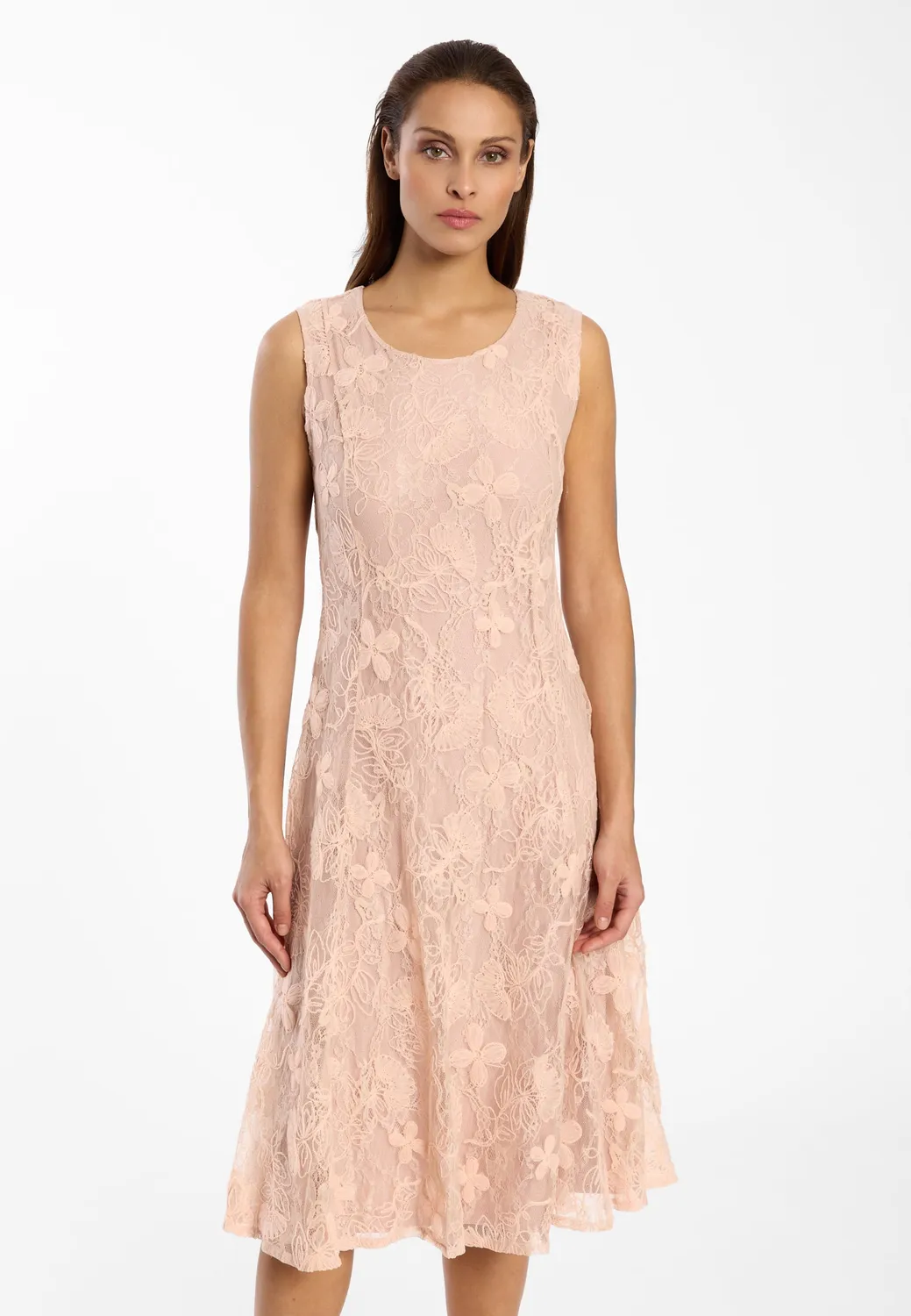 Ana Alcazar Daisi abito pizzo rosa gonna svasata