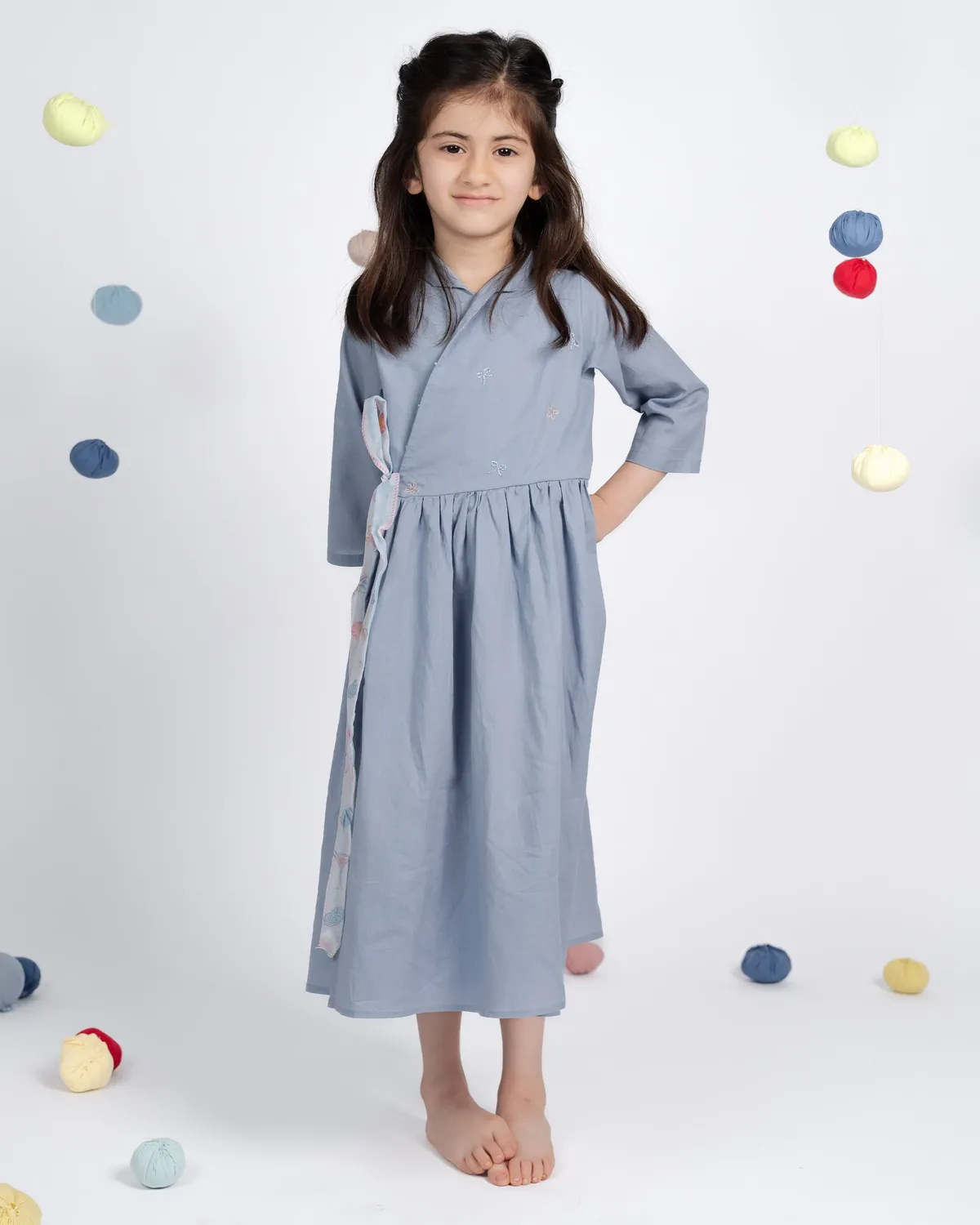 Our Dve Bella Dress abito bambina azzurro cotone