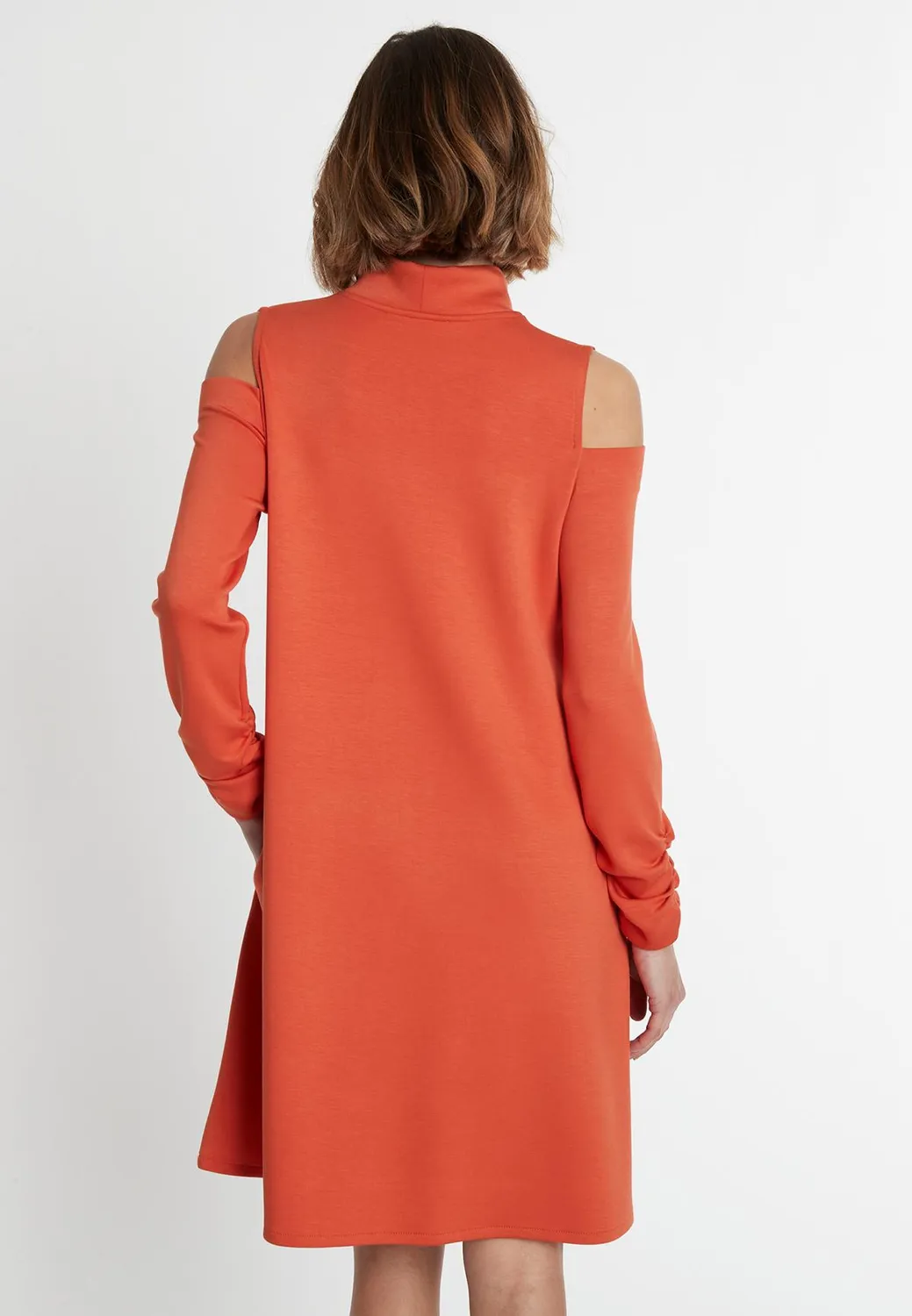 Ana Alcazar Saboja abito jersey arancio cut-out