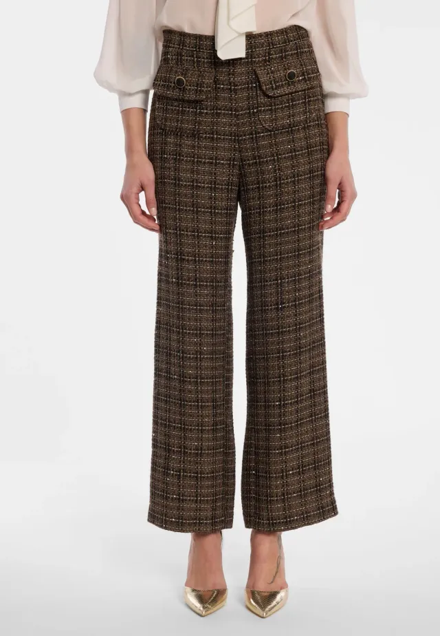 Ana Alcazar Enamoria pantaloni cropped tweed marrone