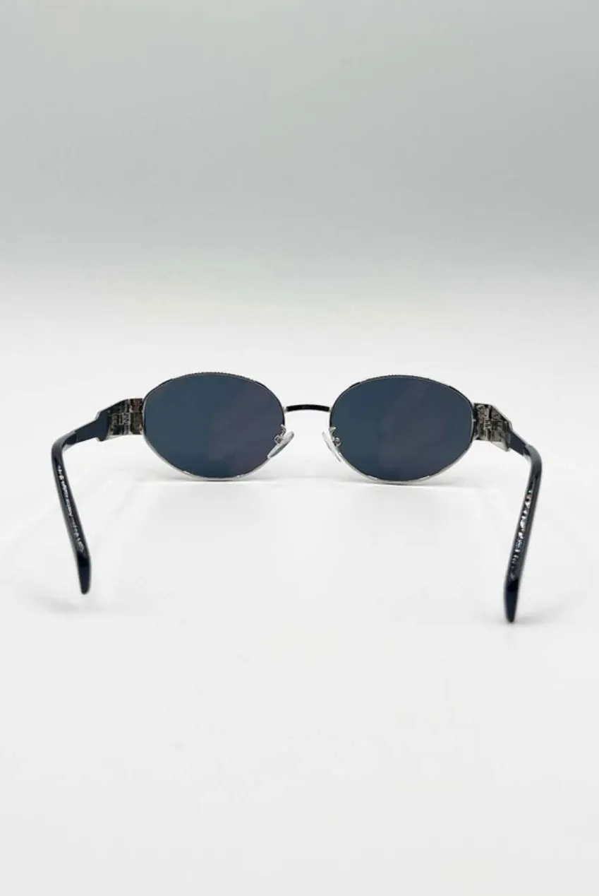 SVNX Oval Metal Frame occhiali sole grigi ovali UV400