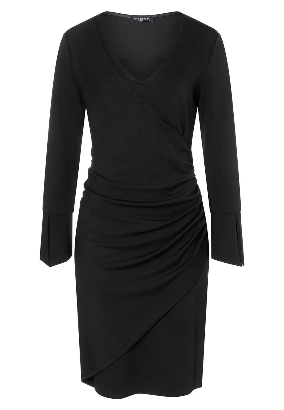 Ana Alcazar Mekana tubino nero drappeggio scollo V