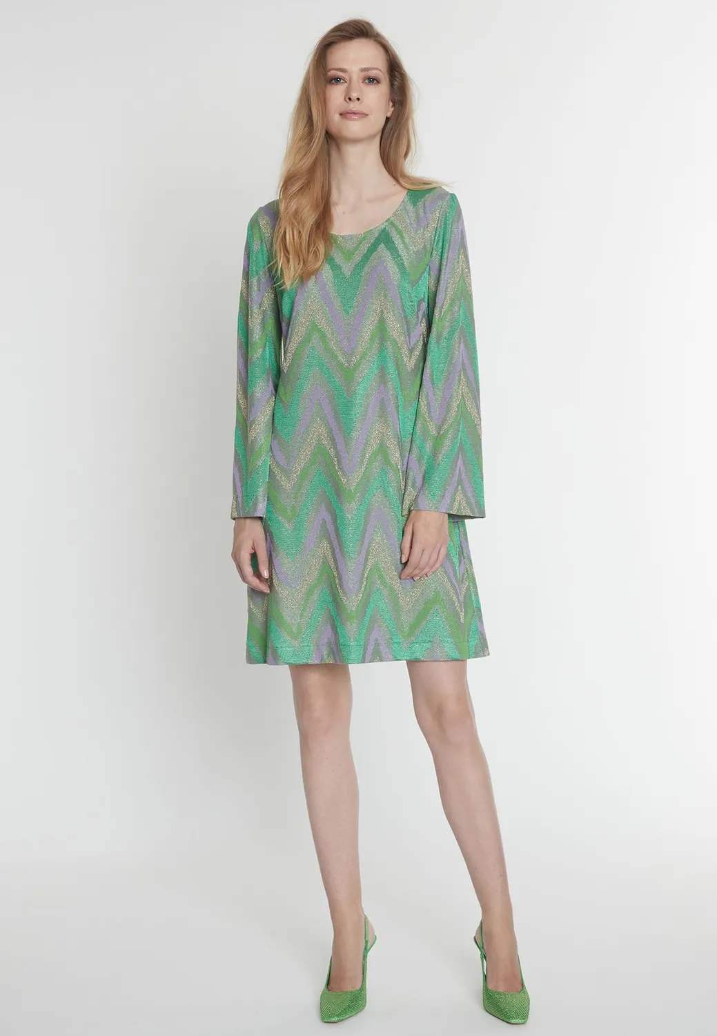 Ana Alcazar Pitana abito tunica svasato lurex verde