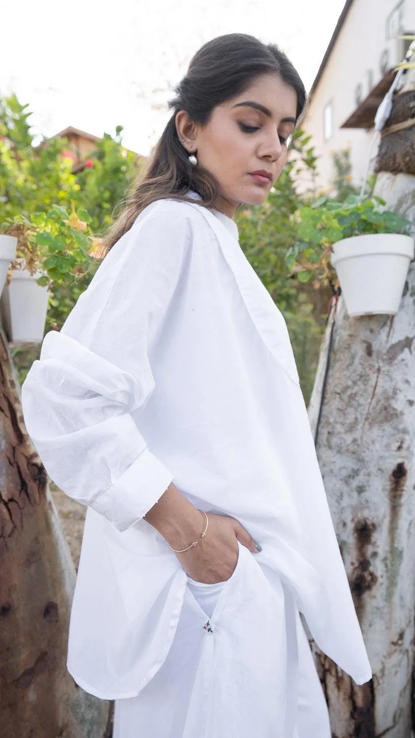 Our Dve Posha top bianco cotone maniche dolman