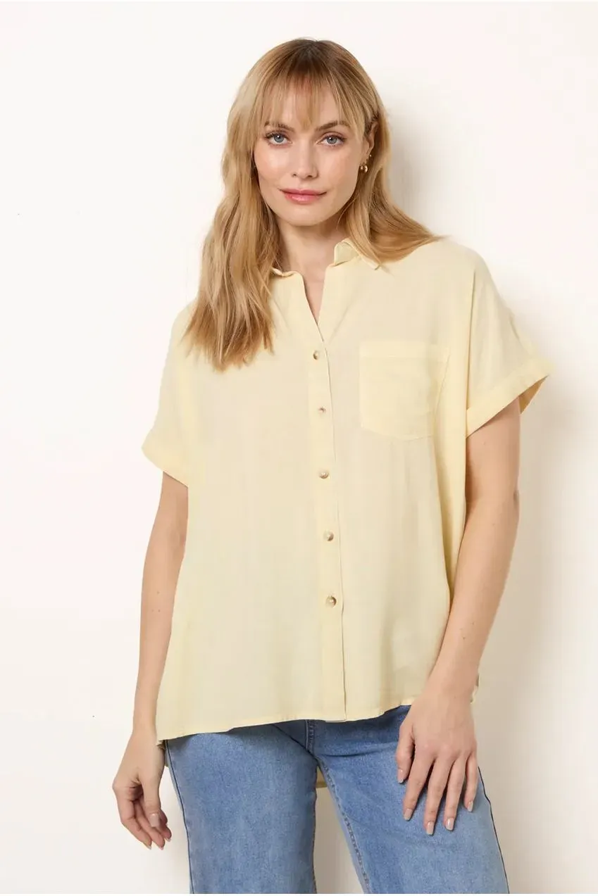 Blue Vanilla camicia donna bottoni giallo limone