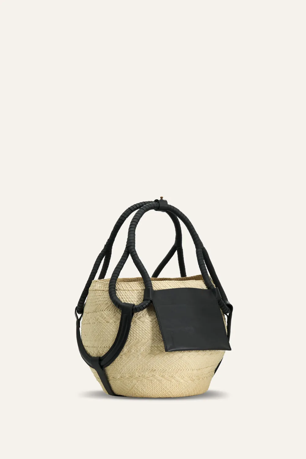 Johanna Ortiz Add Some Power borsa paglia ecru nera