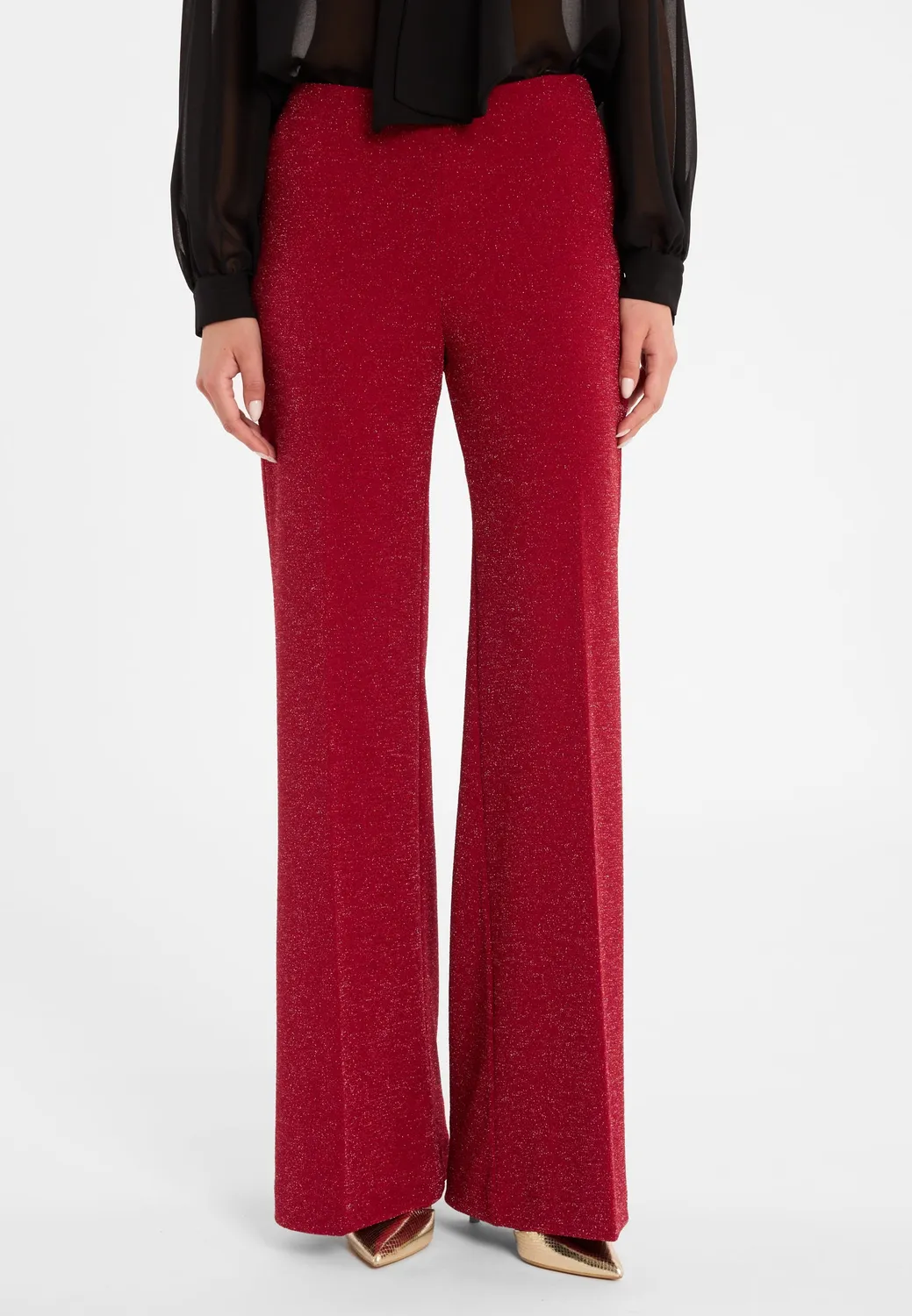 Ana Alcazar Cilky pantaloni lurex rossi