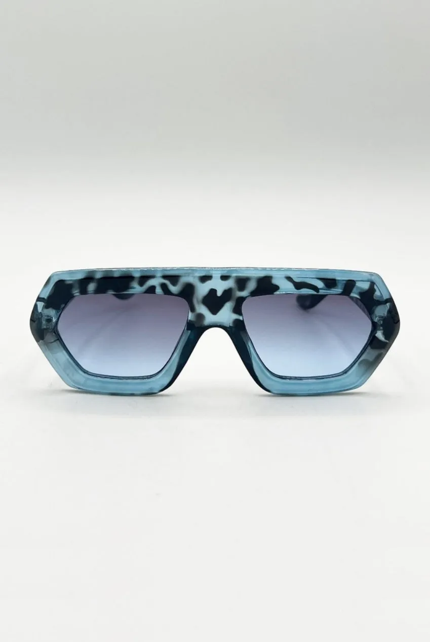 SVNX Flat SG2500620 occhiali da sole blu leopardato cat.2