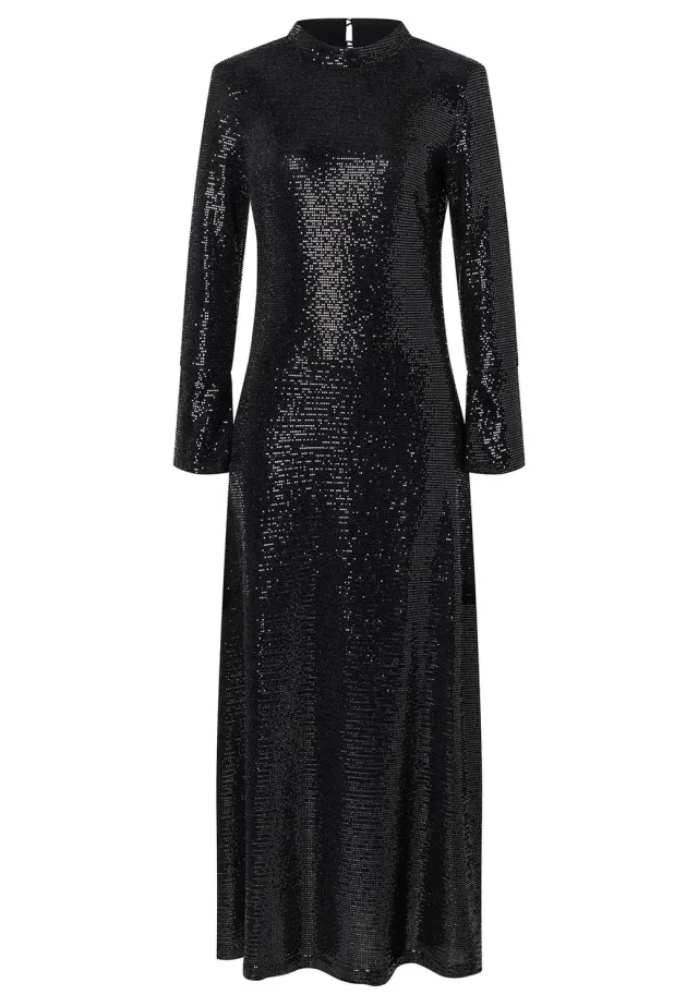Ana Alcazar Sagata abito maxi nero paillettes