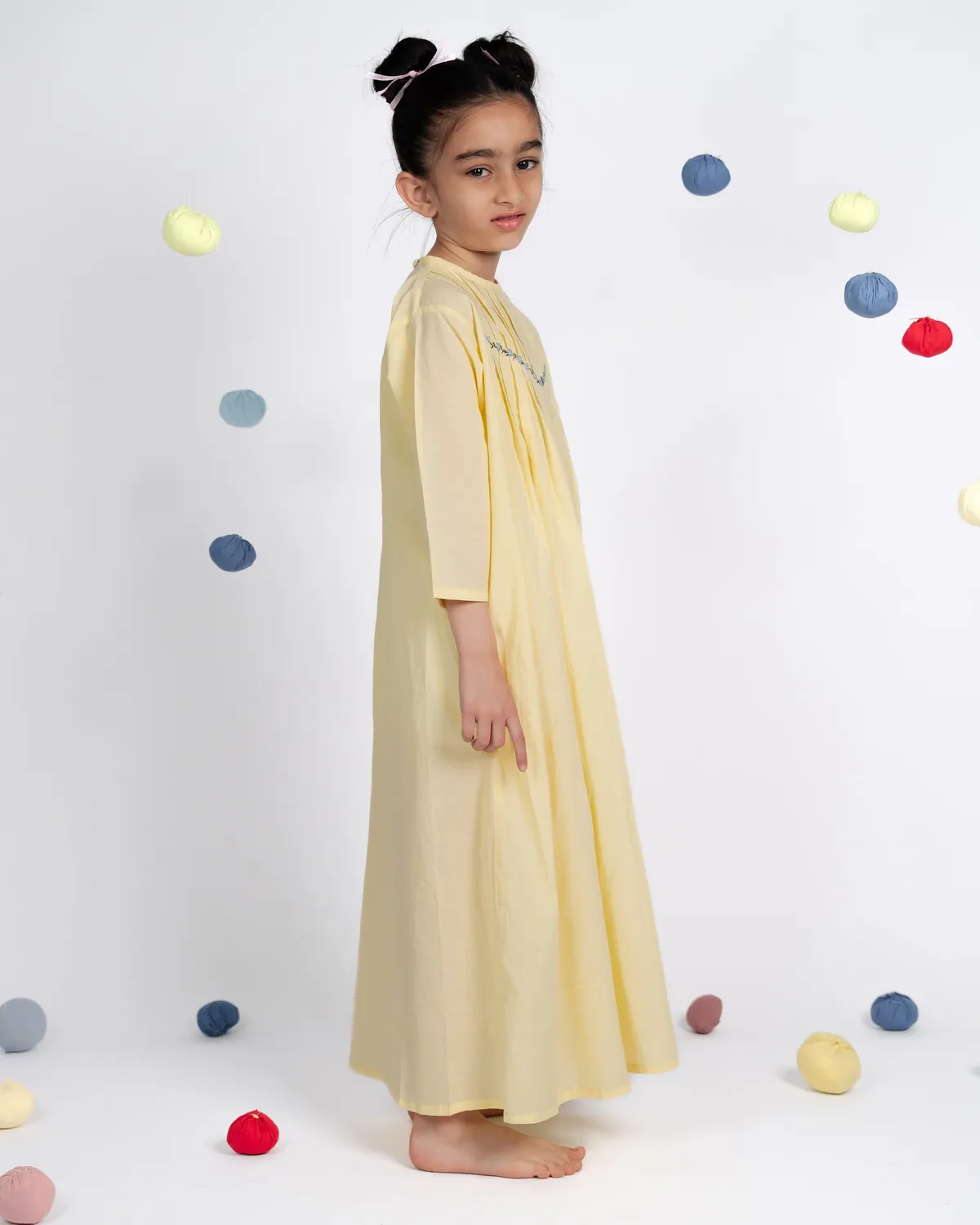 Our Dve Sunny abito bimba giallo cotone