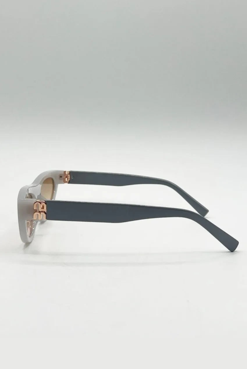 SVNX Retro Oval Occhiali da Sole Grigi Lente Gialla