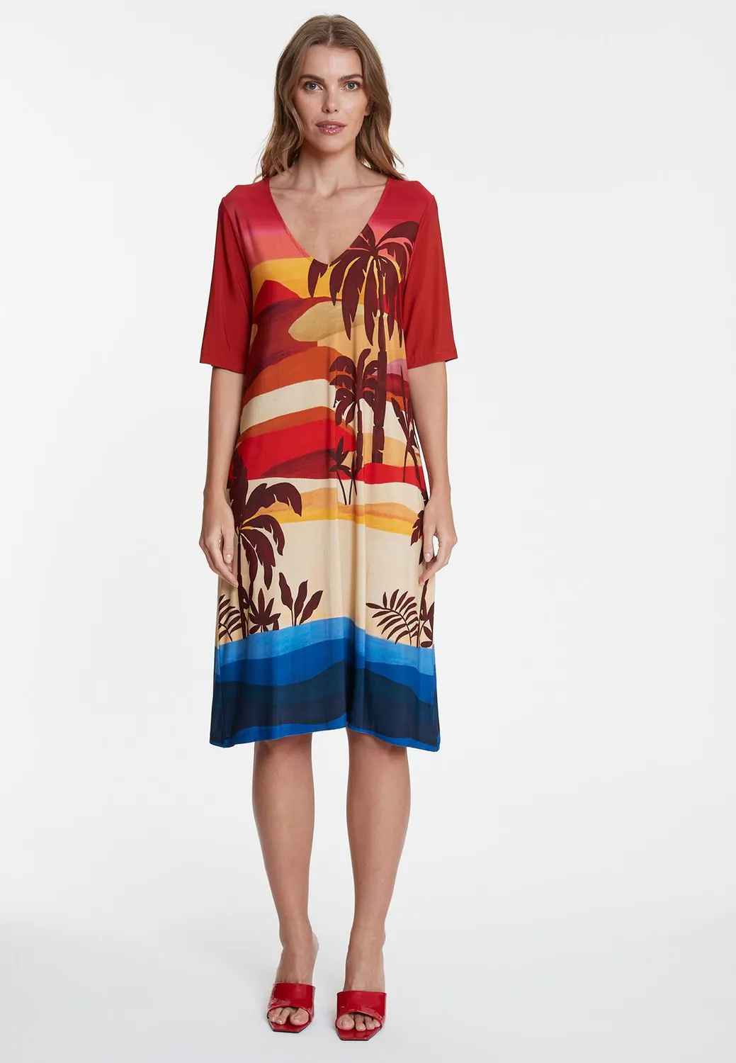 Ana Alcazar Zorana abito hawaii palme scollo V