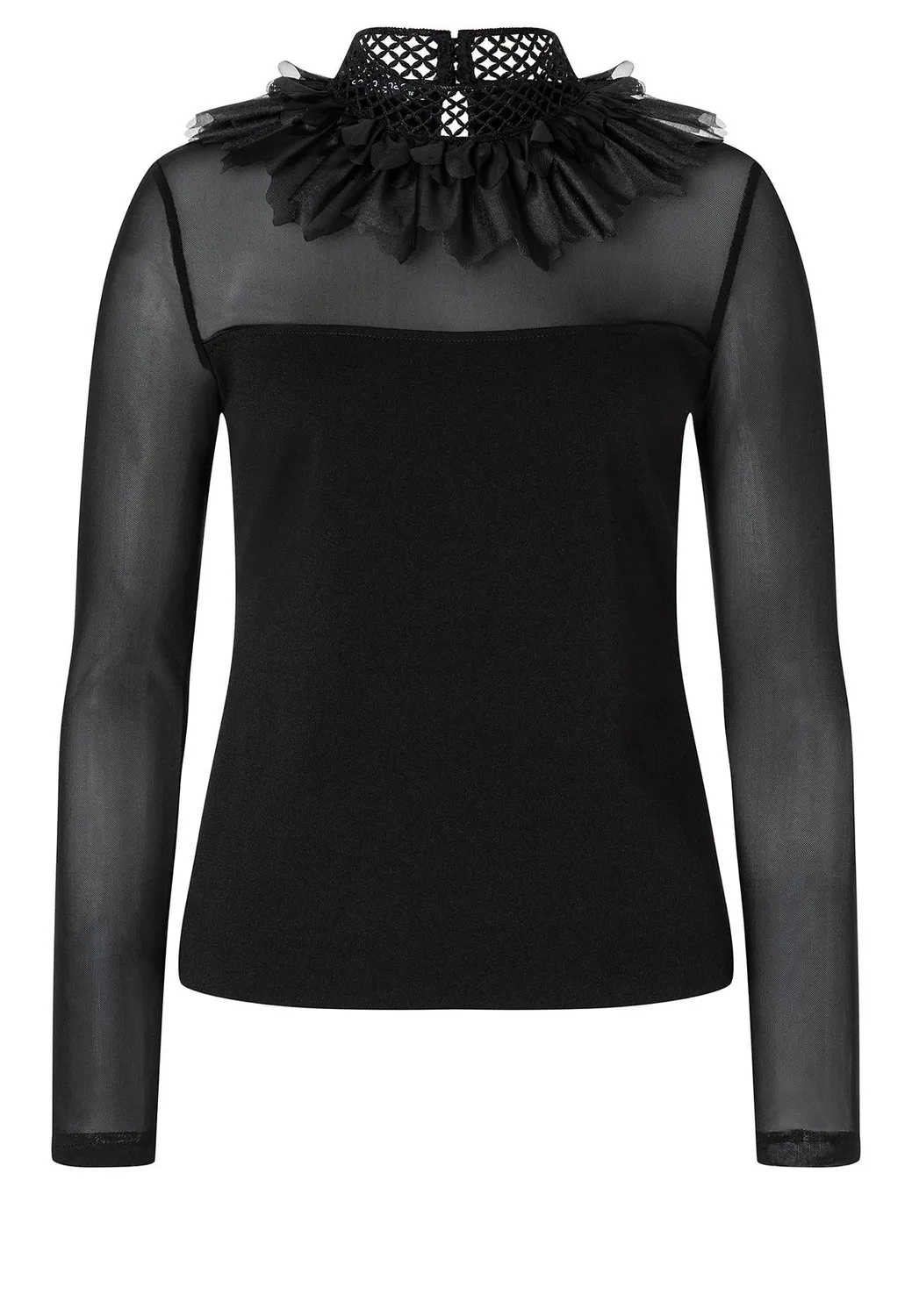 Ana Alcazar Afoly top nero collo rouches