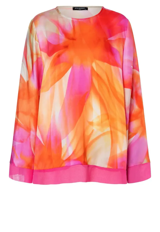 Ana Alcazar Zawera blusa satin floreale maniche ampie