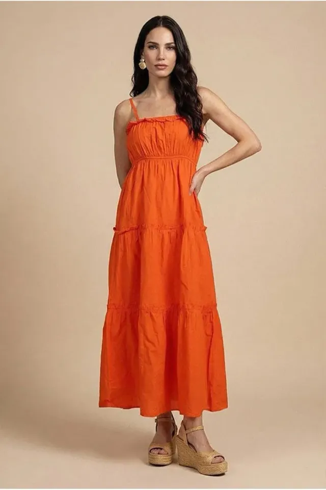 Urban Bliss abito maxi arancione arricciato balze