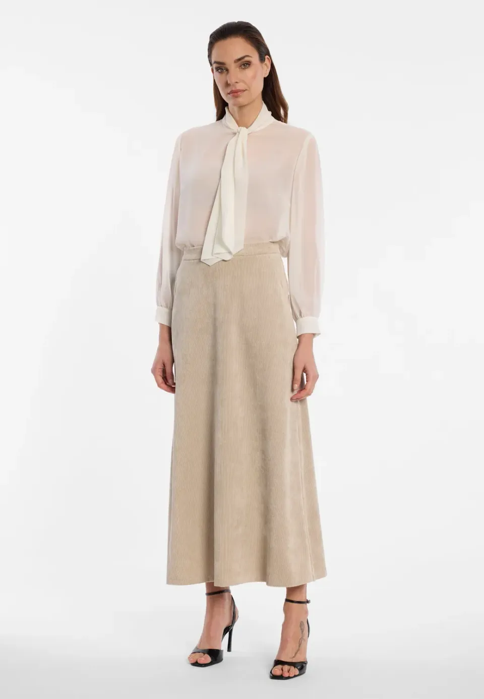 Ana Alcazar Enliru gonna midi velluto beige