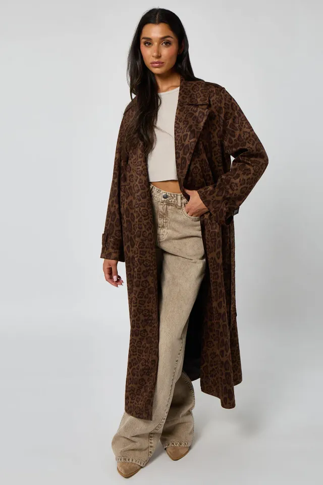 Urban Bliss Leopard Trench cappotto scamosciato leopardato