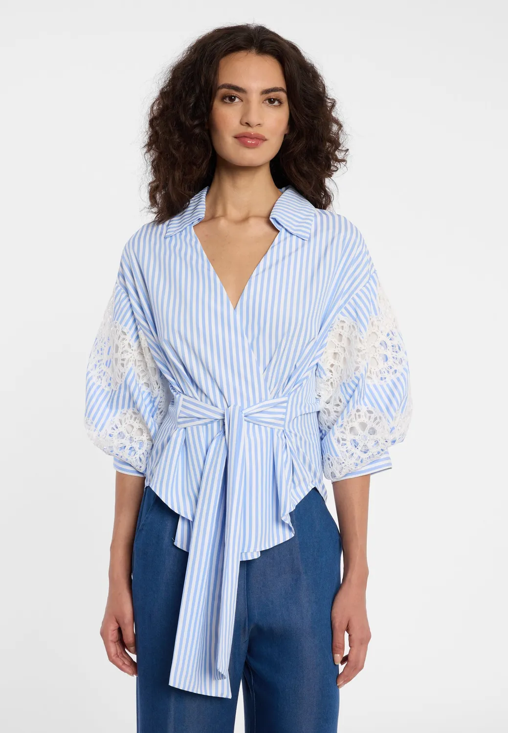 Ana Alcazar Dovah blusa incrocio a righe