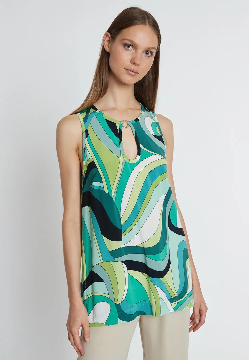 Ana Alcazar Ricoa top jersey verde scollo goccia