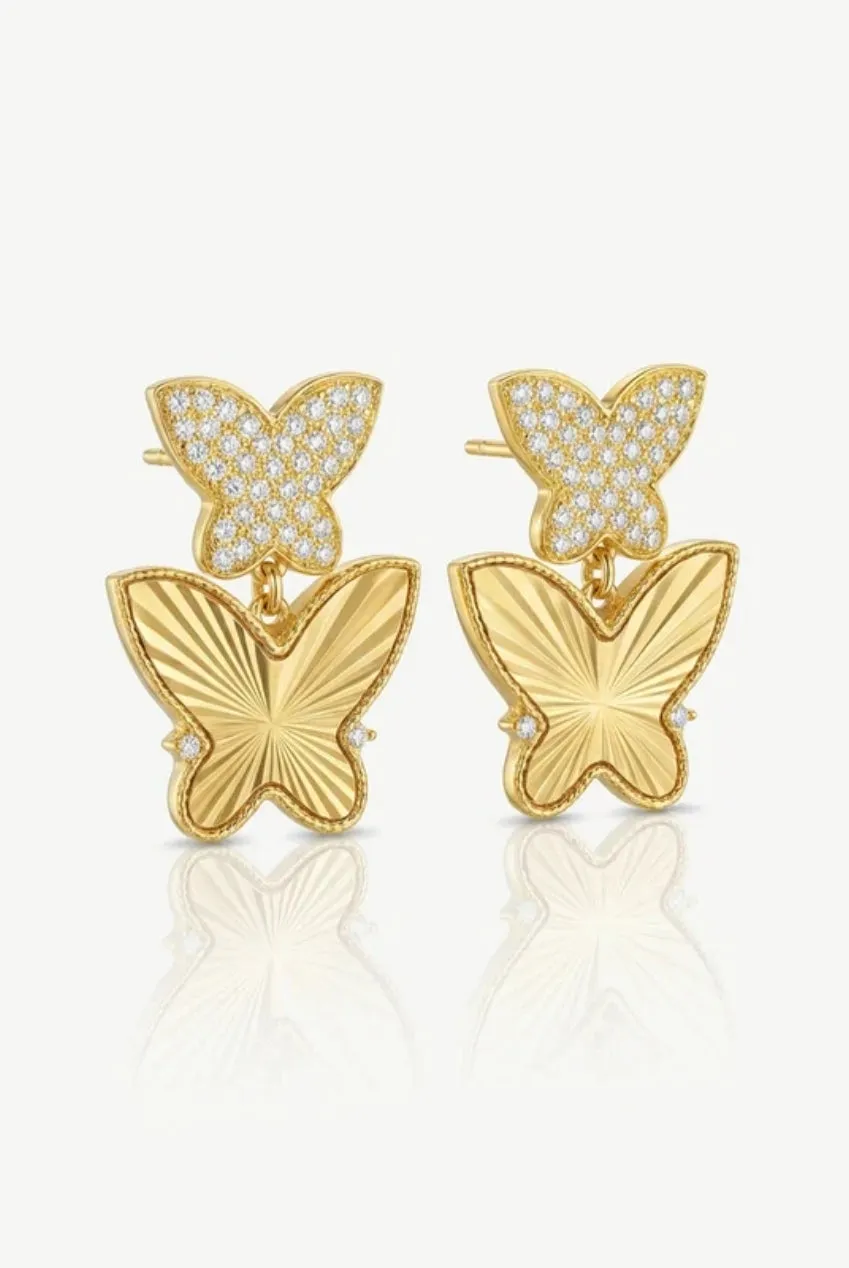 Goddiva MUCHV Butterfly orecchini oro farfalla 2,3 cm