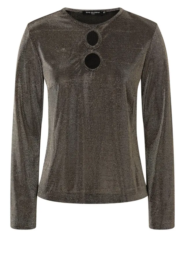 Ana Alcazar Ikoly top lurex maniche lunghe ritagli
