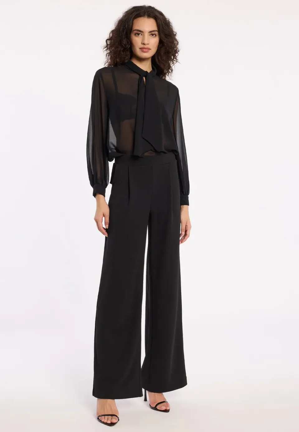 Ana Alcazar Adya pantaloni palazzo neri pieghe eleganti