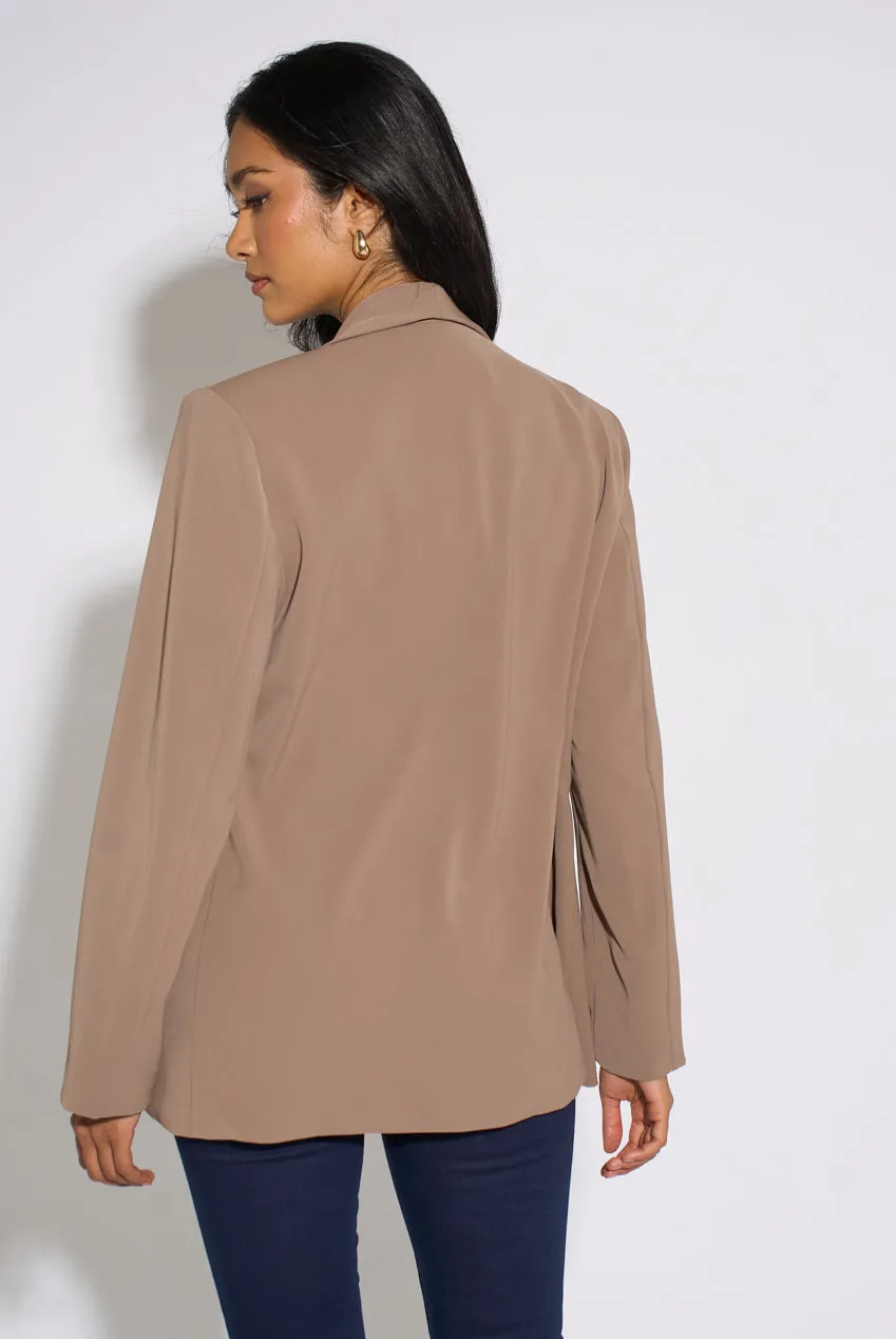 Gini London Contrast Sleeve blazer moka aperto morbid