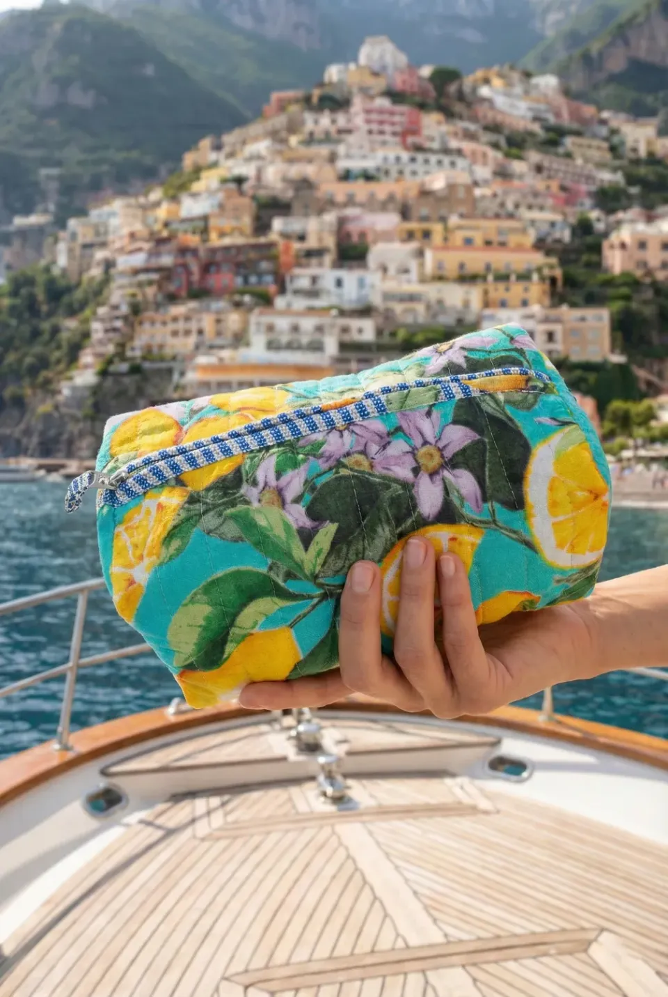 Antica Sartoria FC511 borsello turchese agrumi cotone