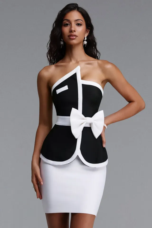 Bella Barnett Erica completo bandage nero top e gonna