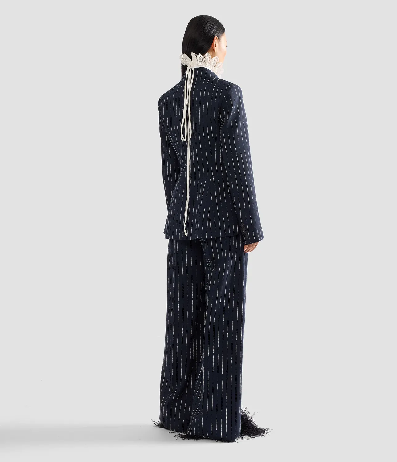 Erdem Tailoring Stripe pantaloni palazzo navy gessati